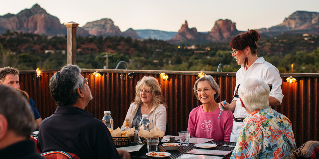 Group dining at elote cafe in Sedona