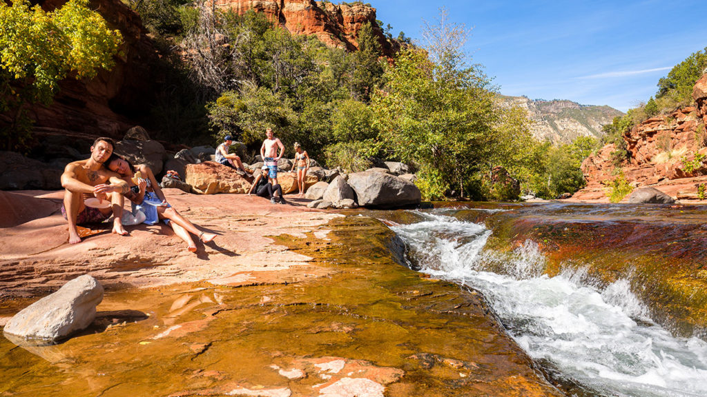 People playing at Slide Rock State Park