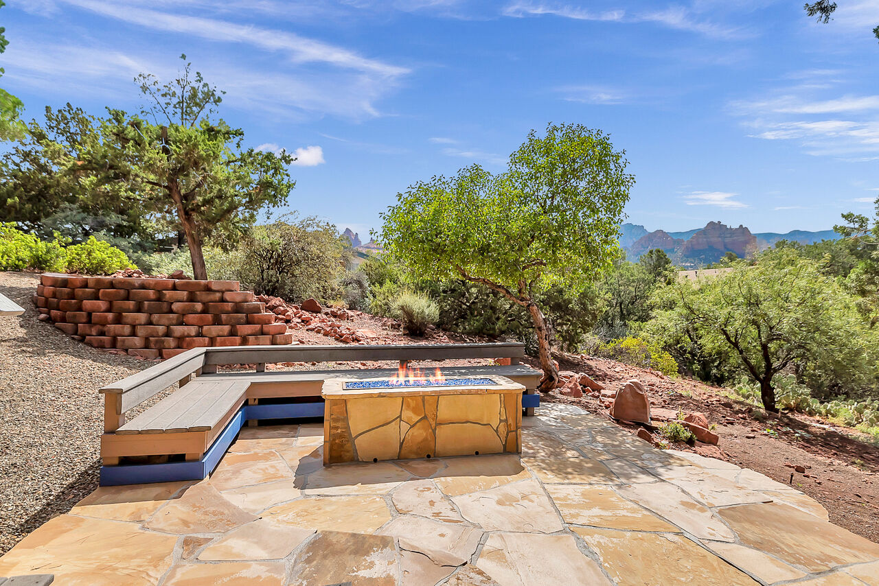 The firepit of one of our Sedona AZ vacation home rentals